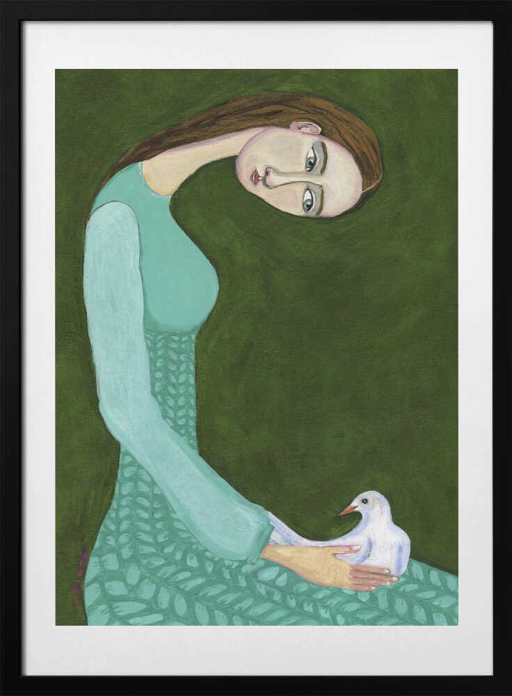 Serene Woman and Dove, arte de Sharyn Bursic con marco