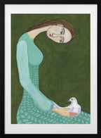 Serene Woman and Dove, arte de Sharyn Bursic con marco