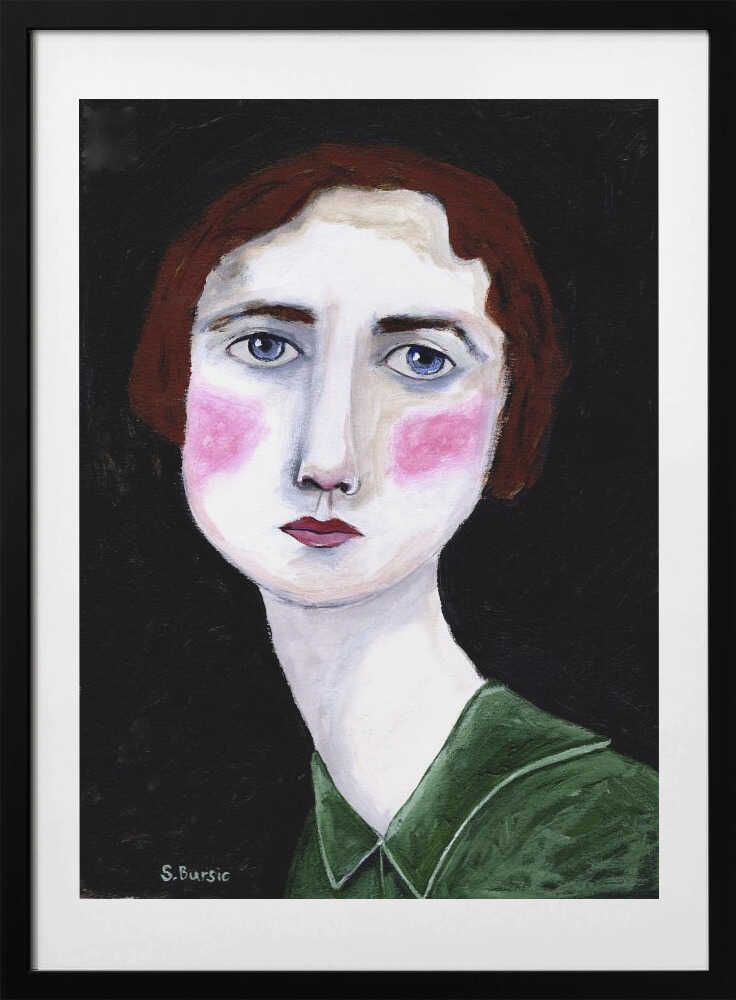 Mysterious Woman In Green, arte de Sharyn Bursic con marco