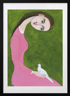 Calm Woman Holding Dove, arte de Sharyn Bursic con marco