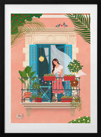 Mediterranean Balcony Garden, arte de Petra Holíková con marco