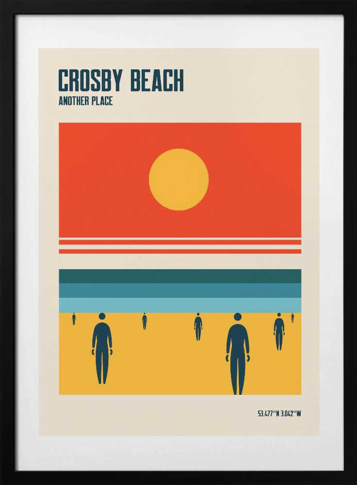 Crosby Beach Sun and Figures, arte de Retrodrome con marco
