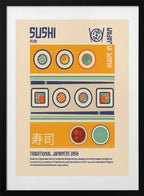 Sushi Japanese Food Print, arte de Retrodrome con marco