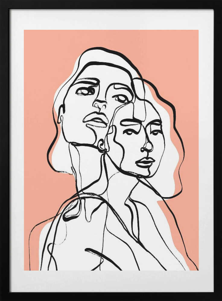 Entwined Faces, arte de Treechild con marco