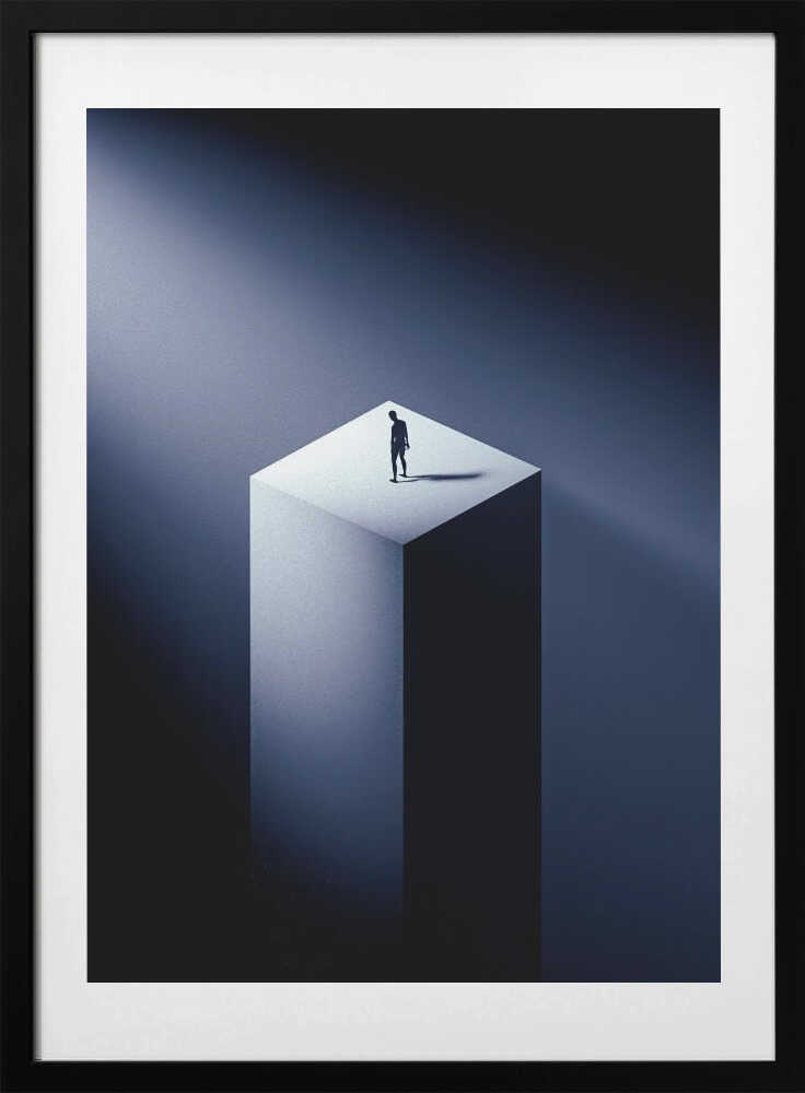 Solitary Man Reflects, arte de Hamza Majeed Khan con marco