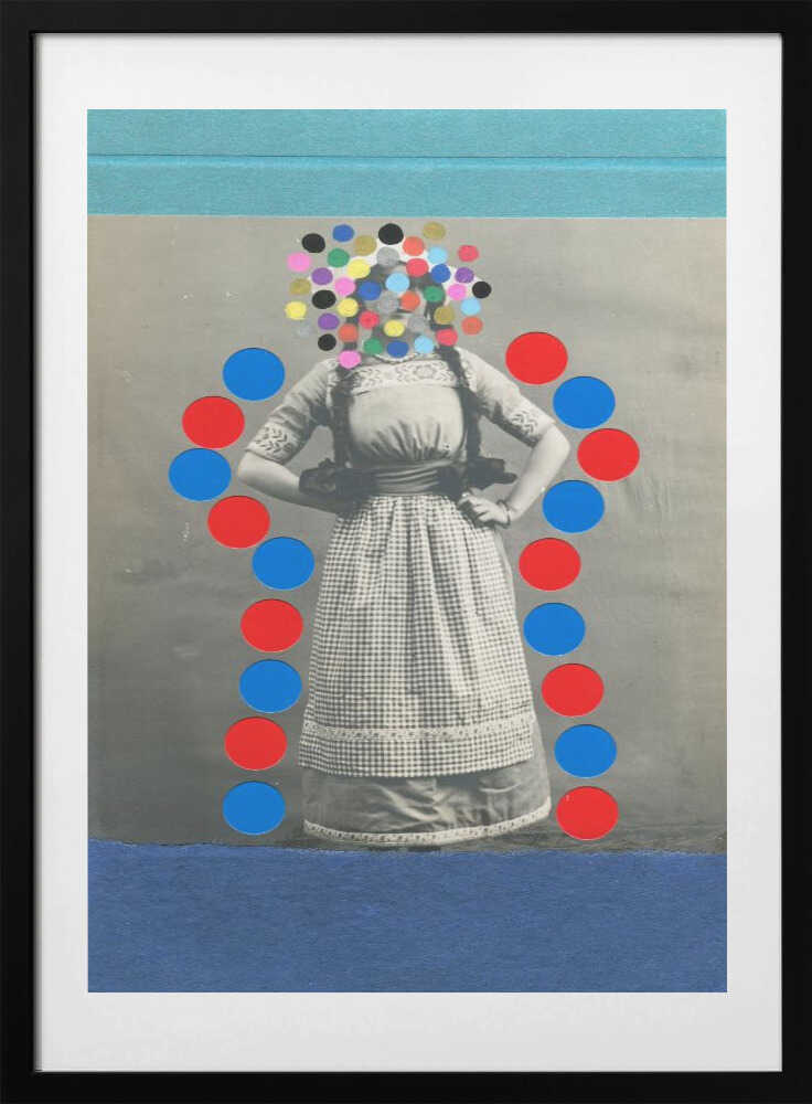 Vintage Woman Colorful Dots, arte de Naomi Vona con marco