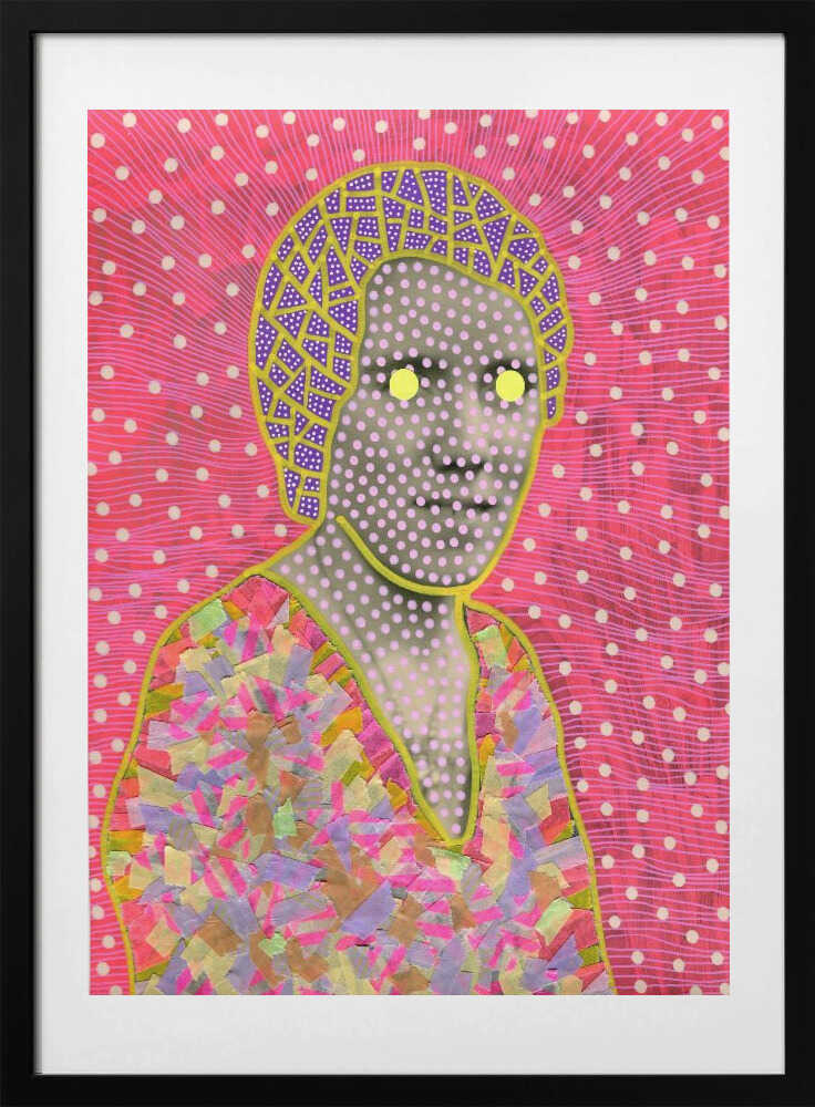 Glowing Polka Dot Portrait, arte de Naomi Vona con marco