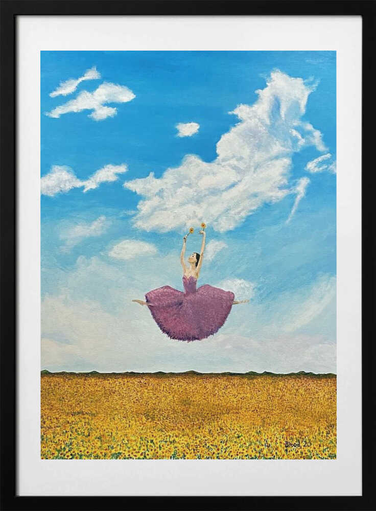 Ballerina in Sunflower Field, arte de Tom Blood con marco