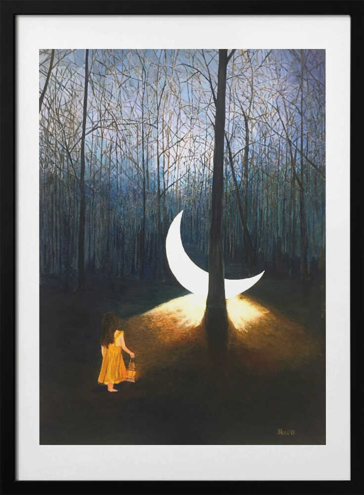 Enchanted Forest Moon, arte de Tom Blood con marco