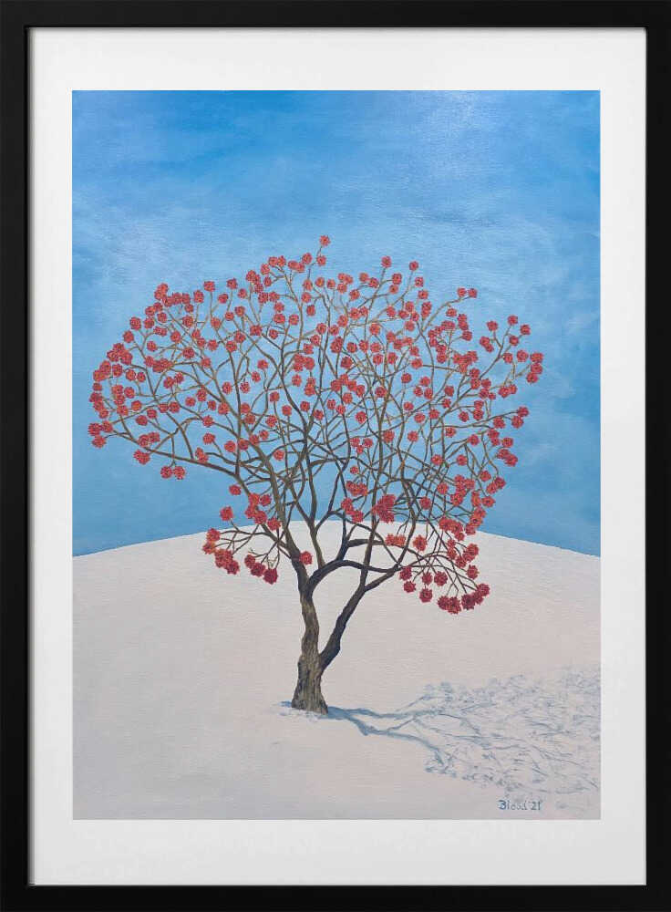 Winter Tree Red Berries, arte de Tom Blood con marco
