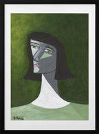 Enigmatic Green Woman, arte de Sharyn Bursic con marco