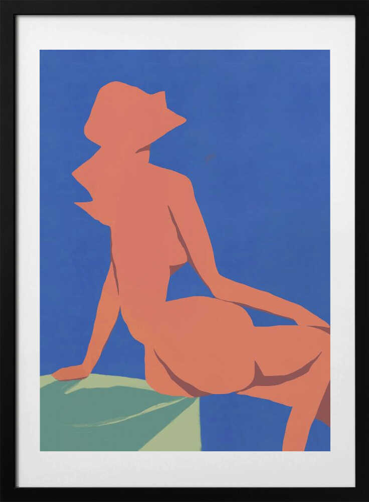 Nude Woman In Hat, arte de Little Dean con marco