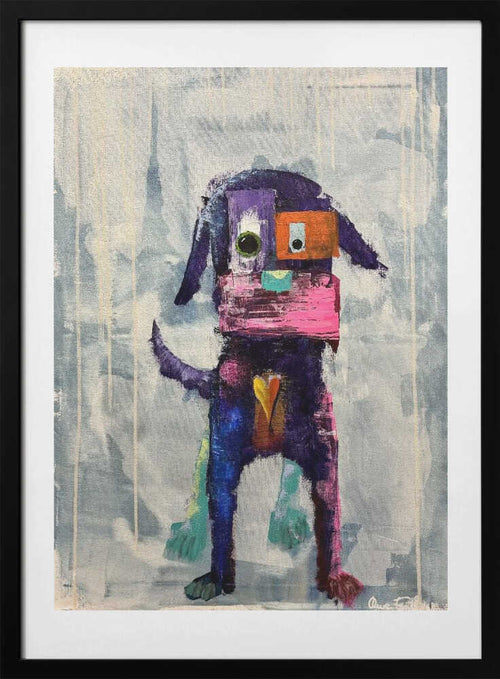Colorful Abstract Dog, arte de Owe Emfestav con marco