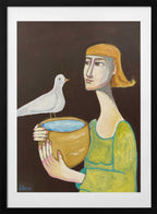Peaceful Woman with Dove, arte de Sharyn Bursic con marco