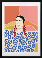 Vibrant Floral Woman, arte de Uma Gokhale con marco