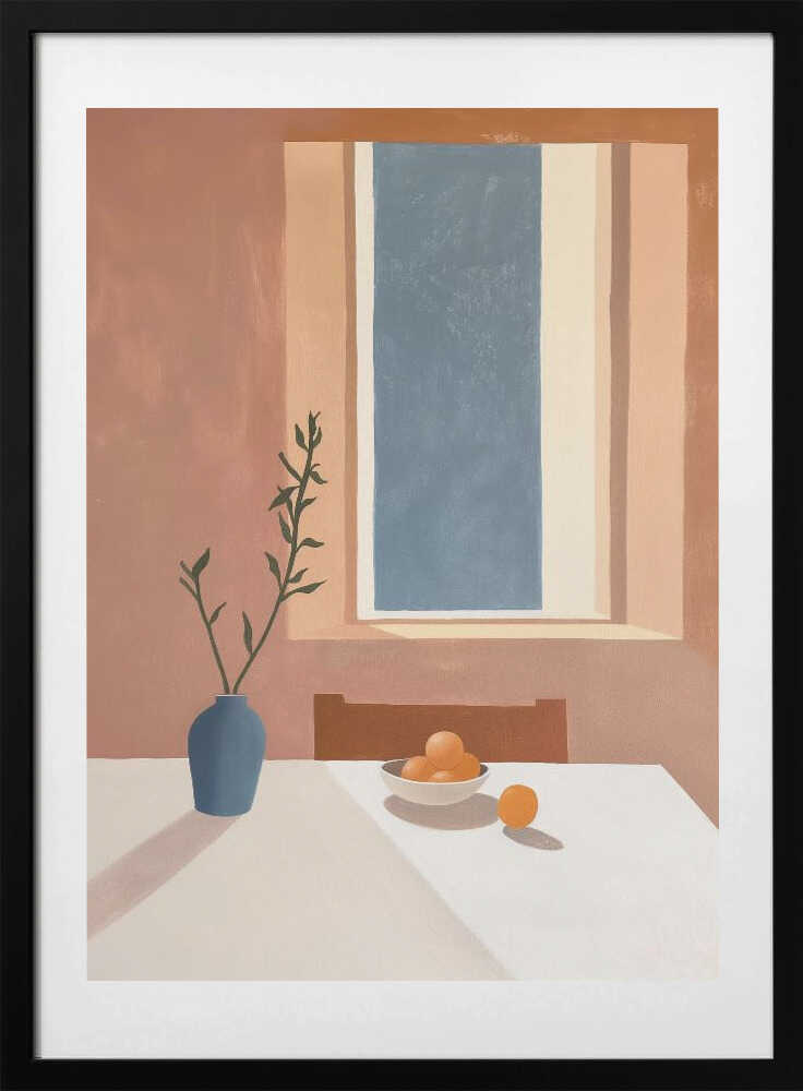 Sunlit Oranges and Vase, arte de SHANDU con marco