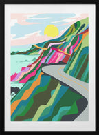 Vibrant Coastal Road, arte de Uma Gokhale con marco