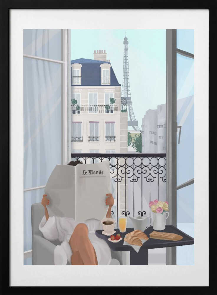 Paris Balcony, arte de Petra Lizde con marco