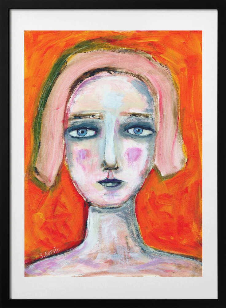 Melancholy Woman Portrait, arte de Sharyn Bursic con marco