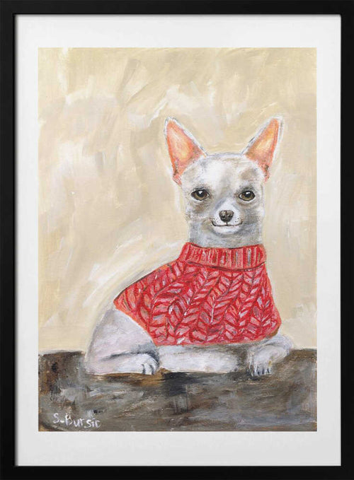 Chihuahua in Red Sweater, arte de Sharyn Bursic con marco