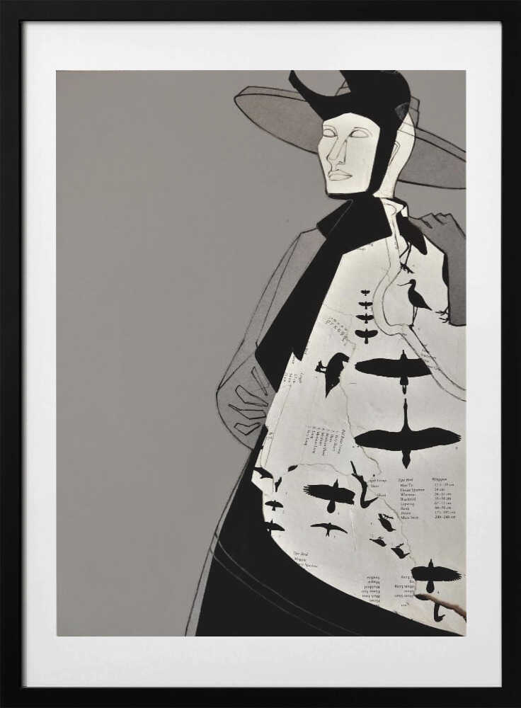 Avian Fashion Silhouette, arte de Doris Schmitz con marco