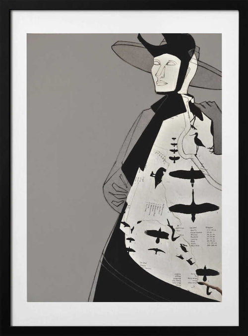 Avian Fashion Silhouette, arte de Doris Schmitz con marco
