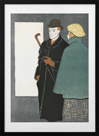 Man With Walking Stick and Woman (1896), arte de Edward Penfield con marco