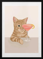 Curious Cat Cocktail, arte de Tara Royle con marco