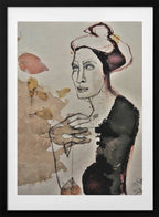 Pensive Woman With Leaves, arte de Doris Schmitz con marco