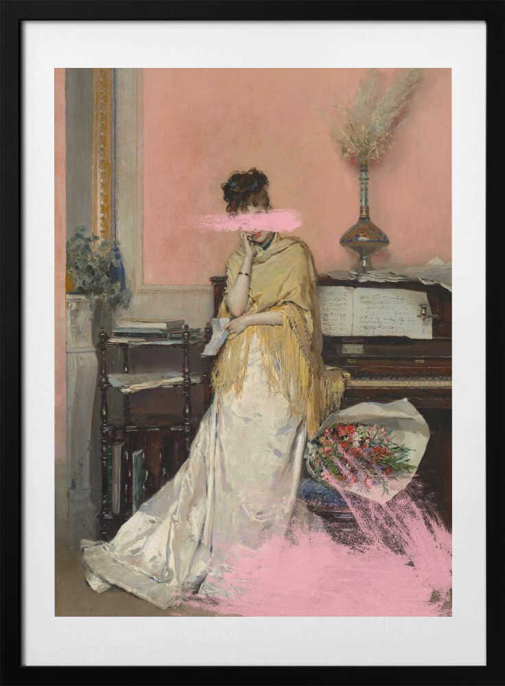 Melancholy Pink Lady, arte de Talitha McQueen con marco