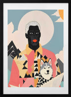 Serene Man Husky Mountains, arte de Uma Gokhale con marco