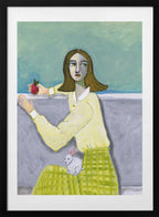 Pensive Girl and Rabbit, arte de Sharyn Bursic con marco
