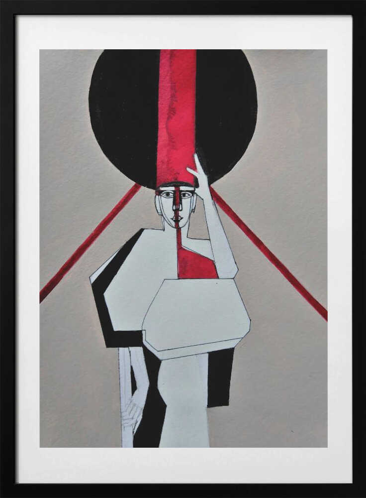 Red Stripe Woman, arte de Doris Schmitz con marco