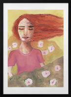 Serene Red-Haired Dream, arte de Sharyn Bursic con marco