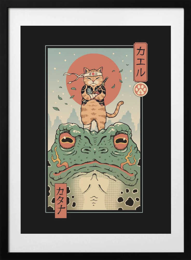Catana and the Big Frog By Vincent Trinidad Art, arte de Vincent Trinidad con marco