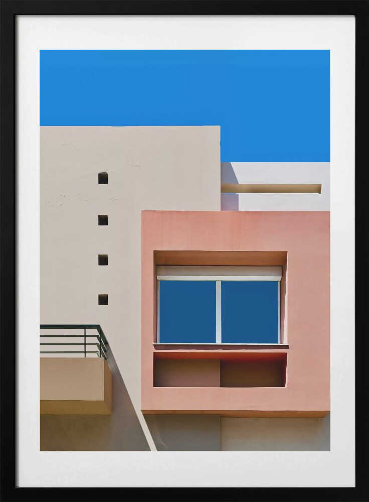Pink Geometric Architecture, arte de Arnon Orbach con marco