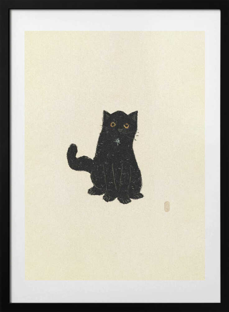 Charming Black Cat, arte de Dianne Nicole Fernando con marco