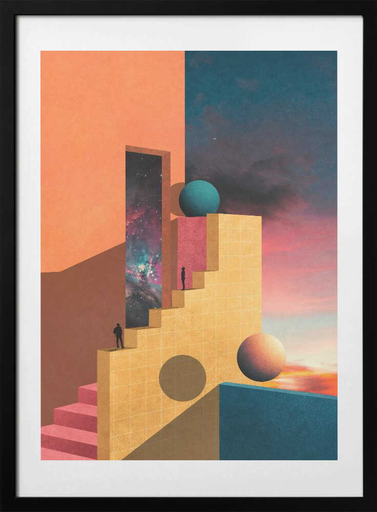 Surreal Galaxy Staircase, arte de Nibera con marco