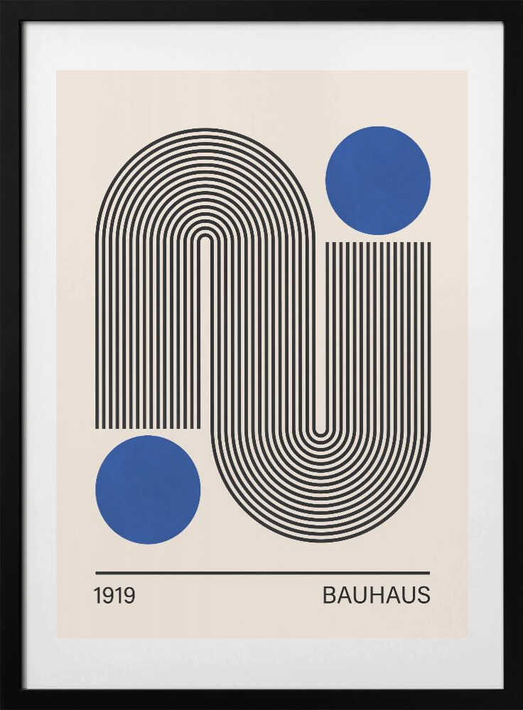 Modern Curves Blue Circles, arte de Vitor Costa con marco