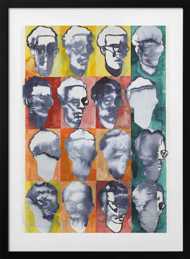 Abstract Faces Grid, arte de Joshua Hoskins con marco