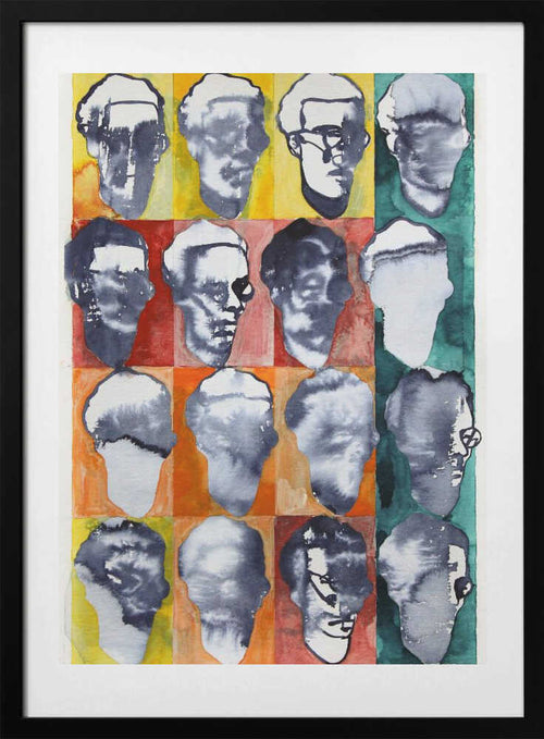Abstract Faces Grid, arte de Joshua Hoskins con marco