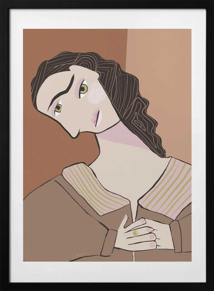 Pensive Woman Portrait, arte de Sharyn Bursic con marco