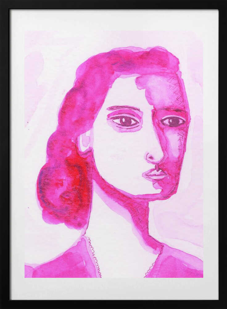 Expressive Pink Portrait, arte de Sharyn Bursic con marco