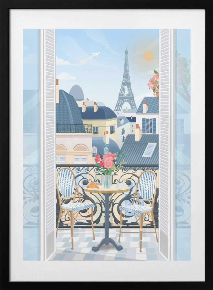 Paris Terrace, arte de Petra Lizde con marco
