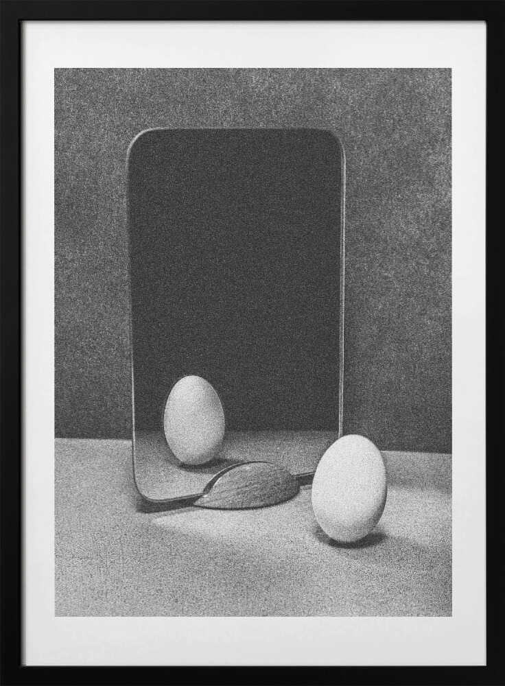 Surreal Egg Still Life, arte de Haruto Shimaoka con marco