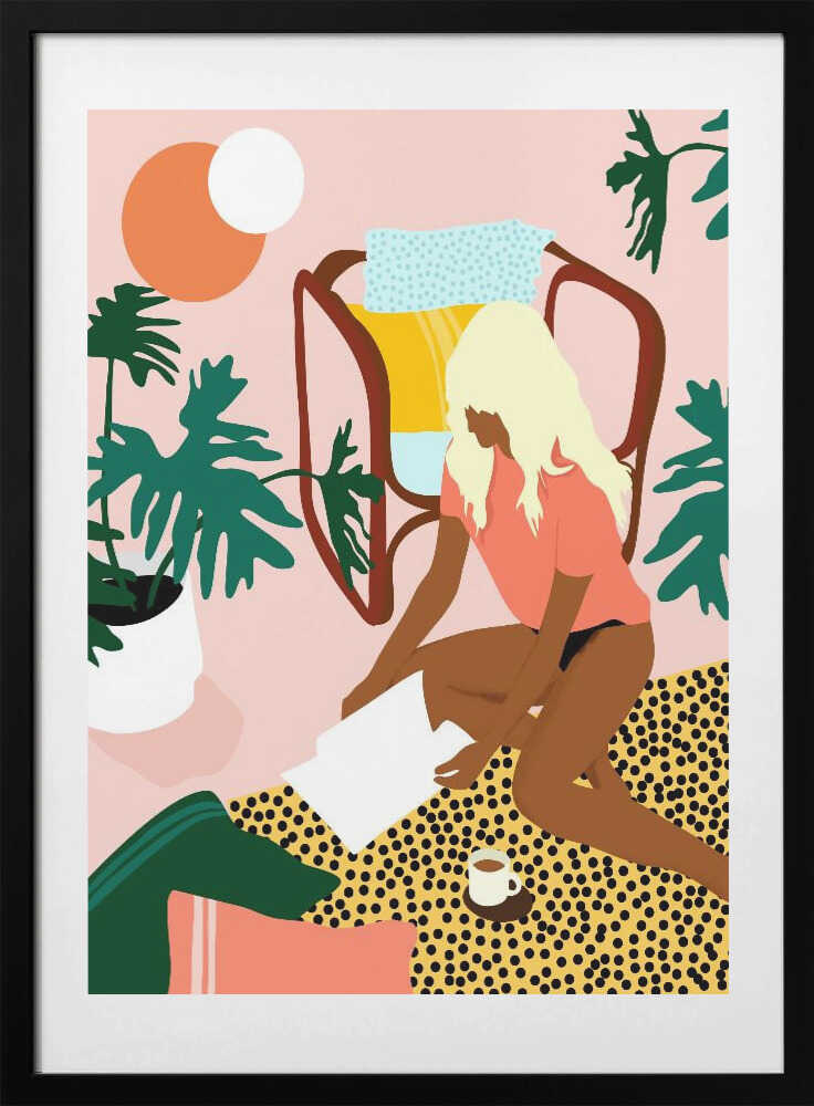 Blonde Woman Reading Home, arte de Kintsugi99 con marco