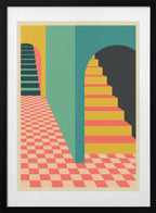 Vibrant Geometric Archways, arte de Jazzberry Blue con marco
