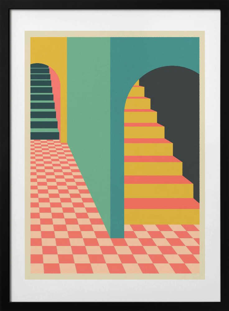 Vibrant Geometric Archways, arte de Jazzberry Blue con marco