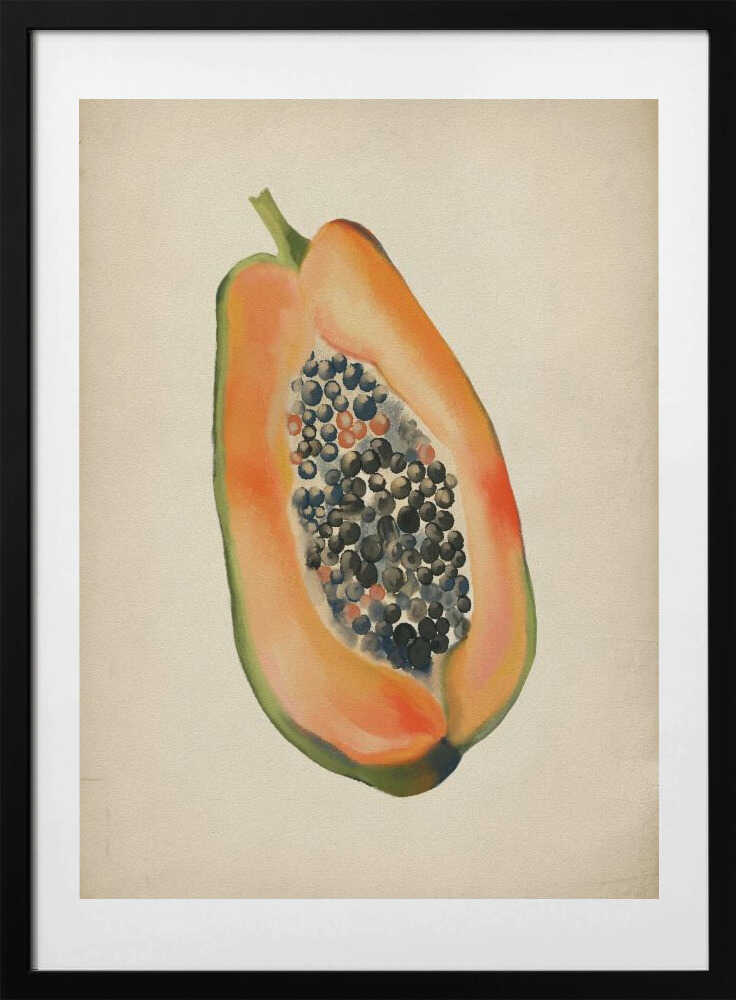 Vibrant Papaya Half, arte de Josie George con marco