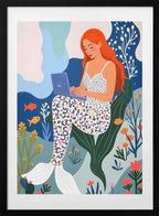 Digital Mermaid Dream, arte de Uma Gokhale con marco